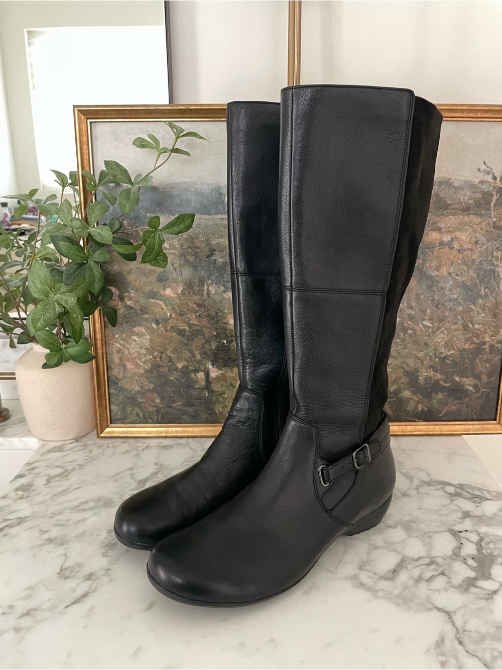 Dansko Francesca Knee High Riding Boots Size 11 (42) Black Leather Sporty Calf - Picture 2 of 7